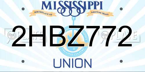 2HBZ772 Mississippi License Plate