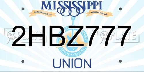 2HBZ777 Mississippi License Plate