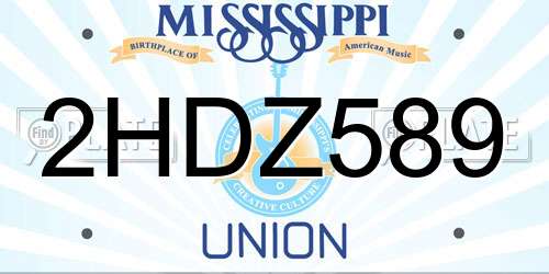 2HDZ589 Mississippi License Plate