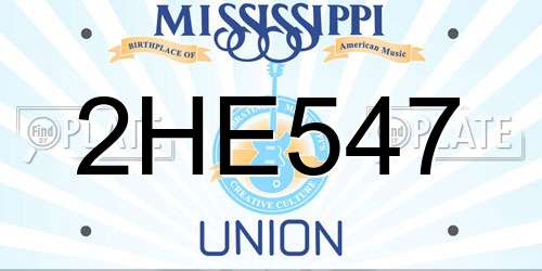 2HE547 Mississippi License Plate