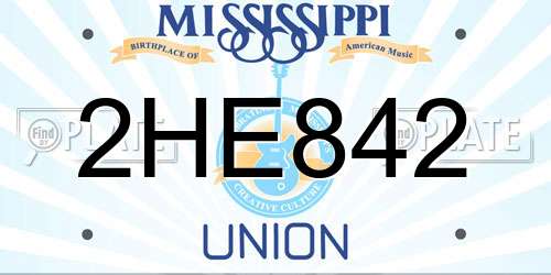 2HE842 Mississippi License Plate