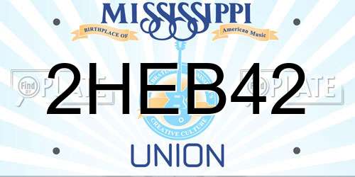 2HEB42 Mississippi License Plate