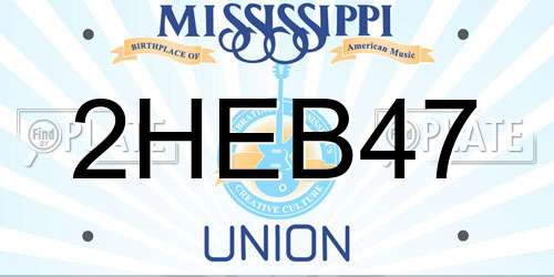 2HEB47 Mississippi License Plate