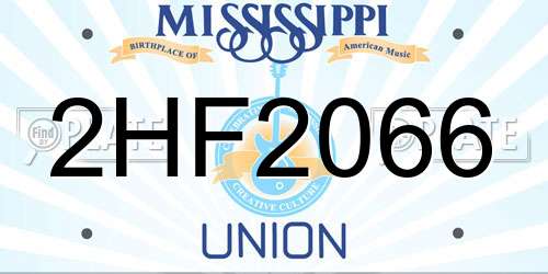2HF2066 Mississippi License Plate