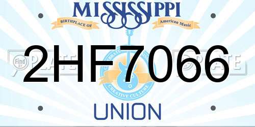 2HF7066 Mississippi License Plate