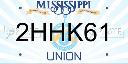 2HHK61 Mississippi License Plate