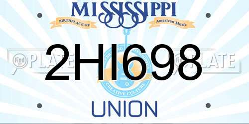 2HI698 Mississippi License Plate