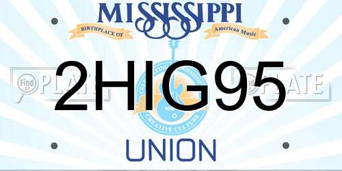 2HIG95 Mississippi License Plate
