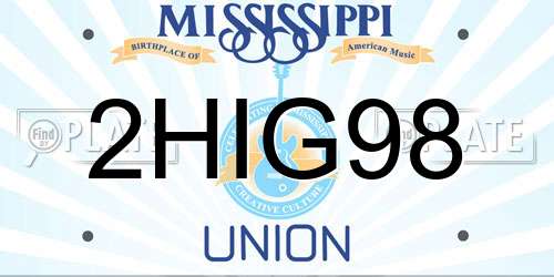 2HIG98 Mississippi License Plate