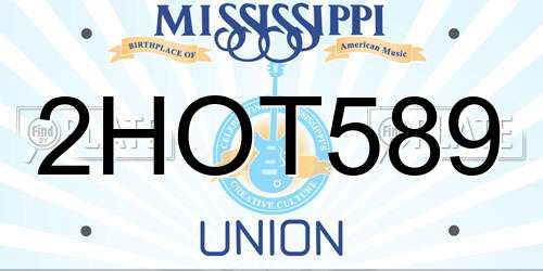 2HOT589 Mississippi License Plate