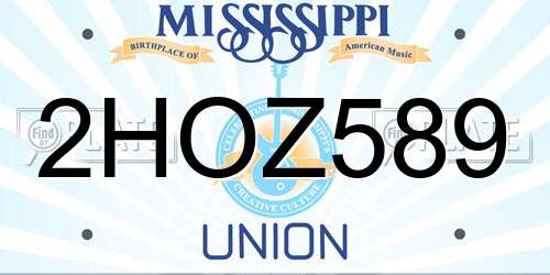 2HOZ589 Mississippi License Plate
