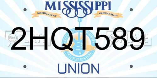 2HQT589 Mississippi License Plate