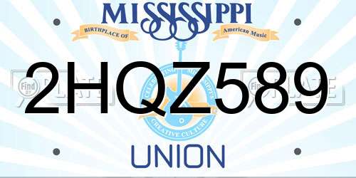 2HQZ589 Mississippi License Plate
