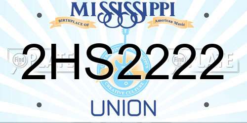2HS2222 Mississippi License Plate