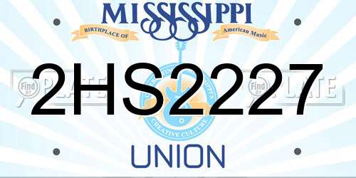 2HS2227 Mississippi License Plate