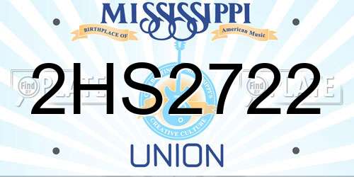 2HS2722 Mississippi License Plate