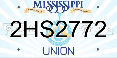 2HS2772 Mississippi License Plate