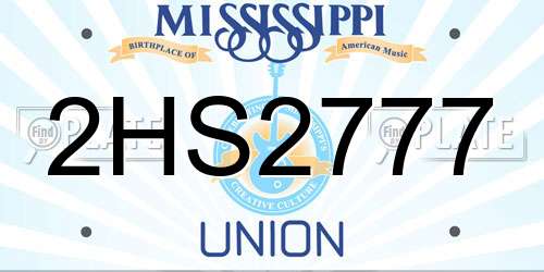 2HS2777 Mississippi License Plate