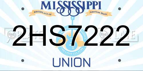 2HS7222 Mississippi License Plate