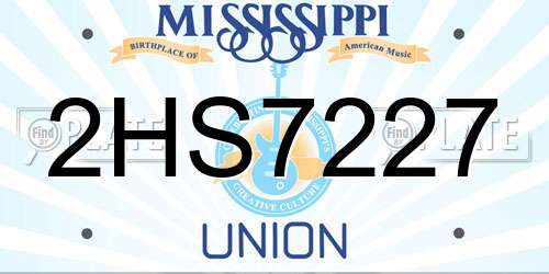 2HS7227 Mississippi License Plate
