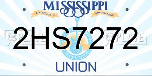 2HS7272 Mississippi License Plate