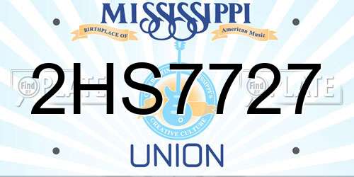 2HS7727 Mississippi License Plate