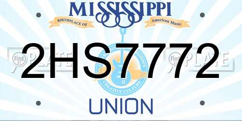 2HS7772 Mississippi License Plate