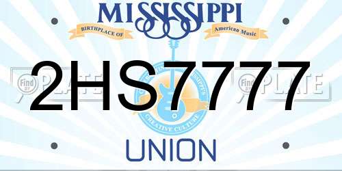 2HS7777 Mississippi License Plate