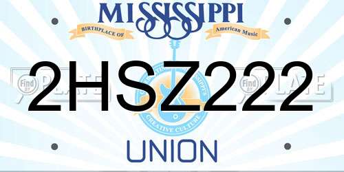 2HSZ222 Mississippi License Plate