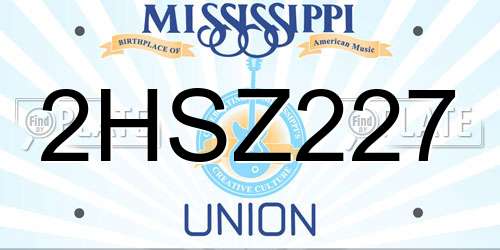 2HSZ227 Mississippi License Plate