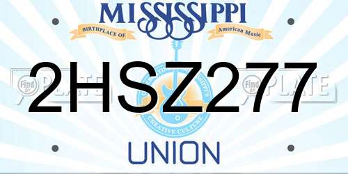 2HSZ277 Mississippi License Plate