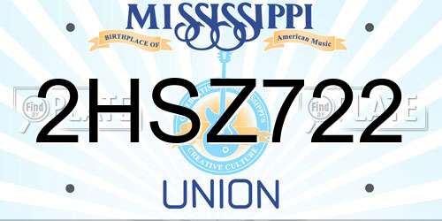 2HSZ722 Mississippi License Plate