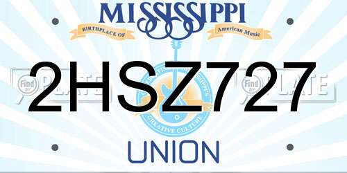 2HSZ727 Mississippi License Plate