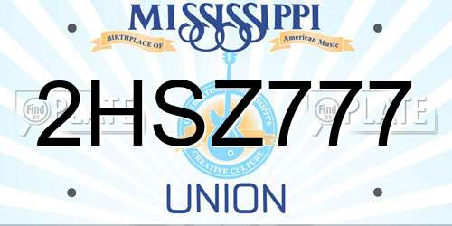 2HSZ777 Mississippi License Plate
