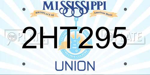 2HT295 Mississippi License Plate