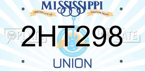 2HT298 Mississippi License Plate