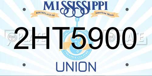 2HT5900 Mississippi License Plate