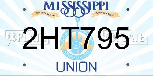 2HT795 Mississippi License Plate