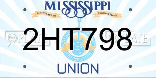 2HT798 Mississippi License Plate