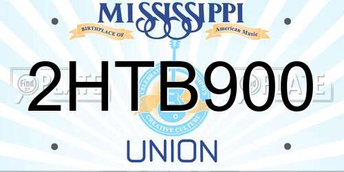 2HTB900 Mississippi License Plate