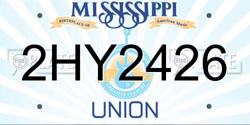 2HY2426 Mississippi License Plate