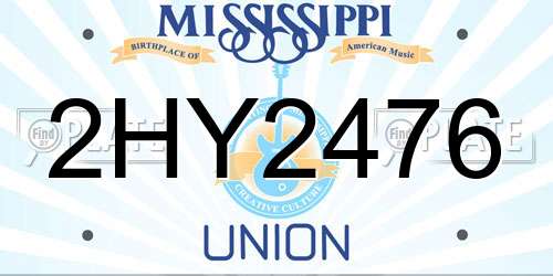 2HY2476 Mississippi License Plate