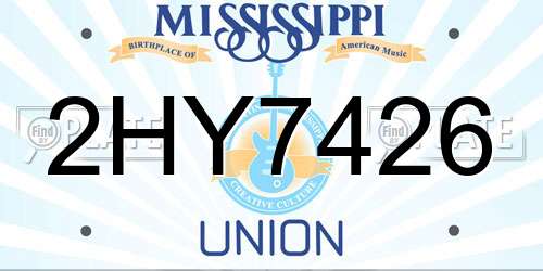 2HY7426 Mississippi License Plate