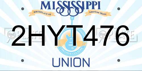 2HYT476 Mississippi License Plate