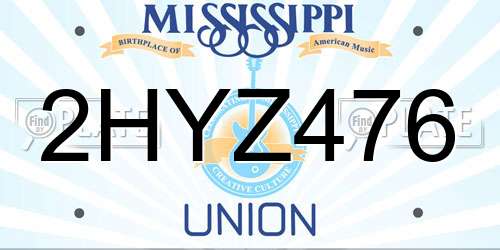 2HYZ476 Mississippi License Plate