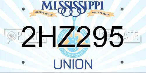 2HZ295 Mississippi License Plate