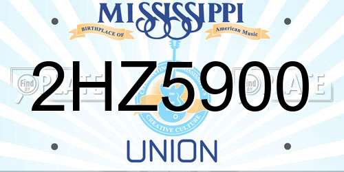 2HZ5900 Mississippi License Plate