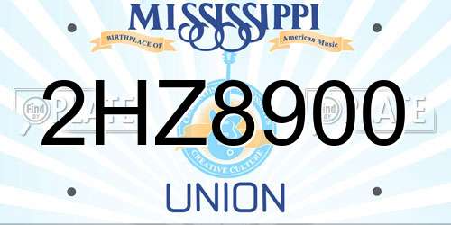 2HZ8900 Mississippi License Plate
