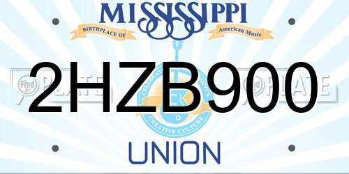 2HZB900 Mississippi License Plate