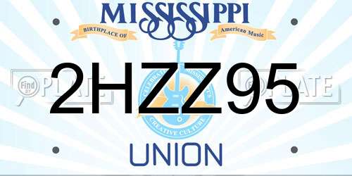 2HZZ95 Mississippi License Plate